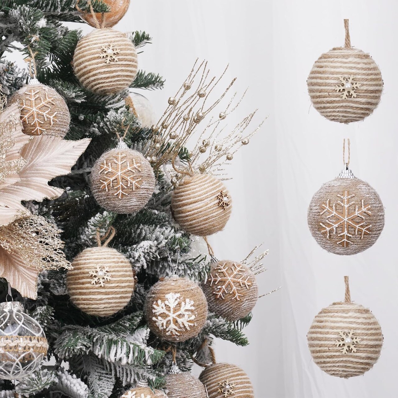 Farmhouse Christmas Ball Ornaments Set-70mm/2.76" Rustic Shatterproof Christmas Ball Ornaments Xmas Tree Decoration Hanging Ornaments for Xmas Party (12 Counts,Farmhouse)